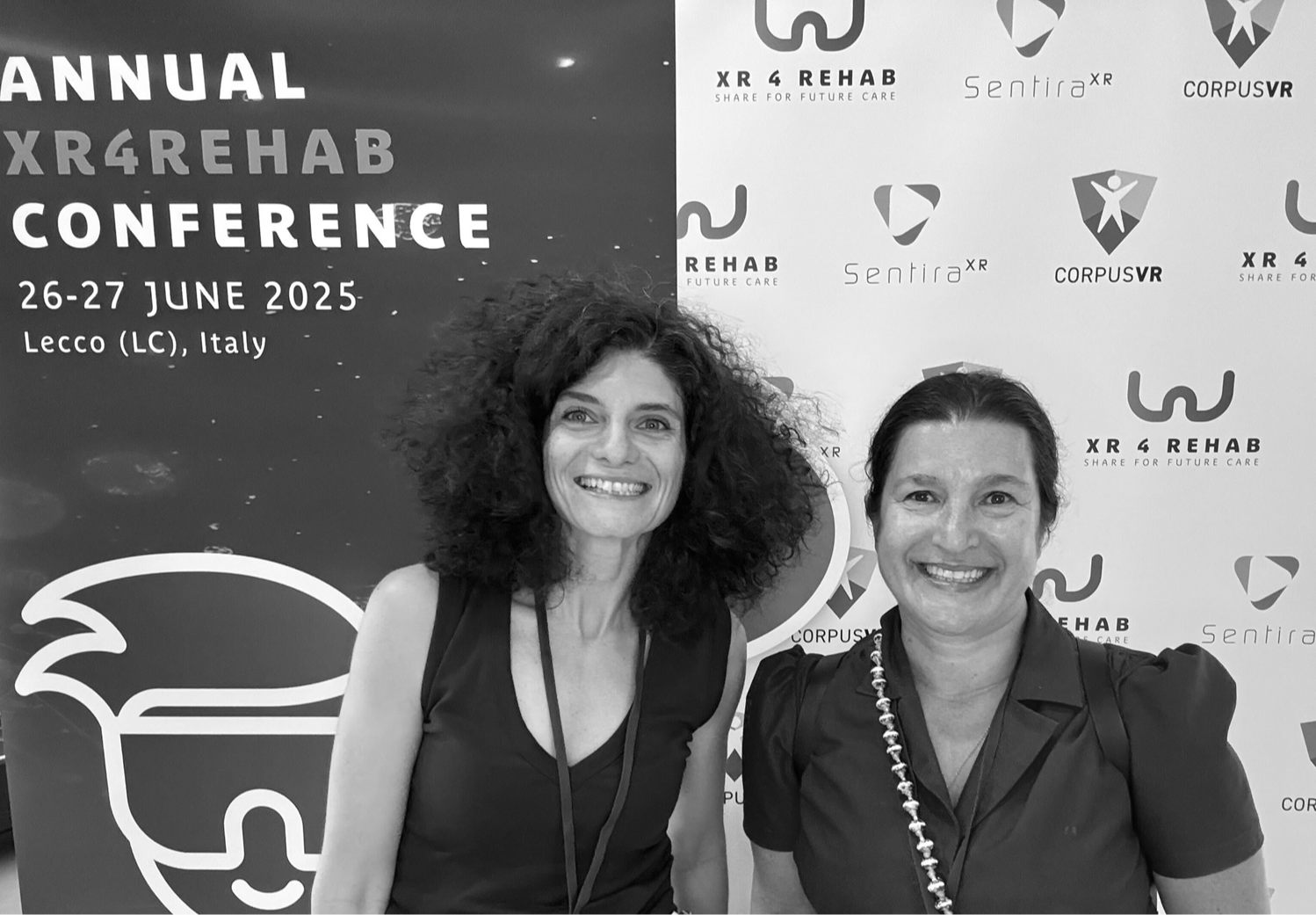 Ema and Stefania posing at XR4REHAB conference 2025